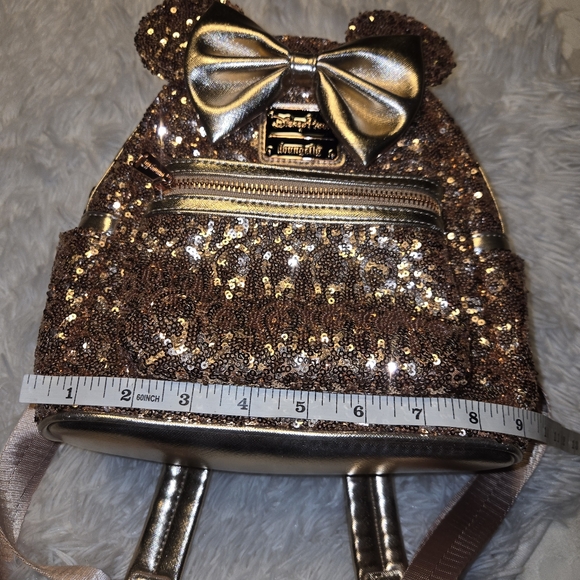 Disney Loungefly Rose Gold Sequined Backpack - Picture 5 of 12